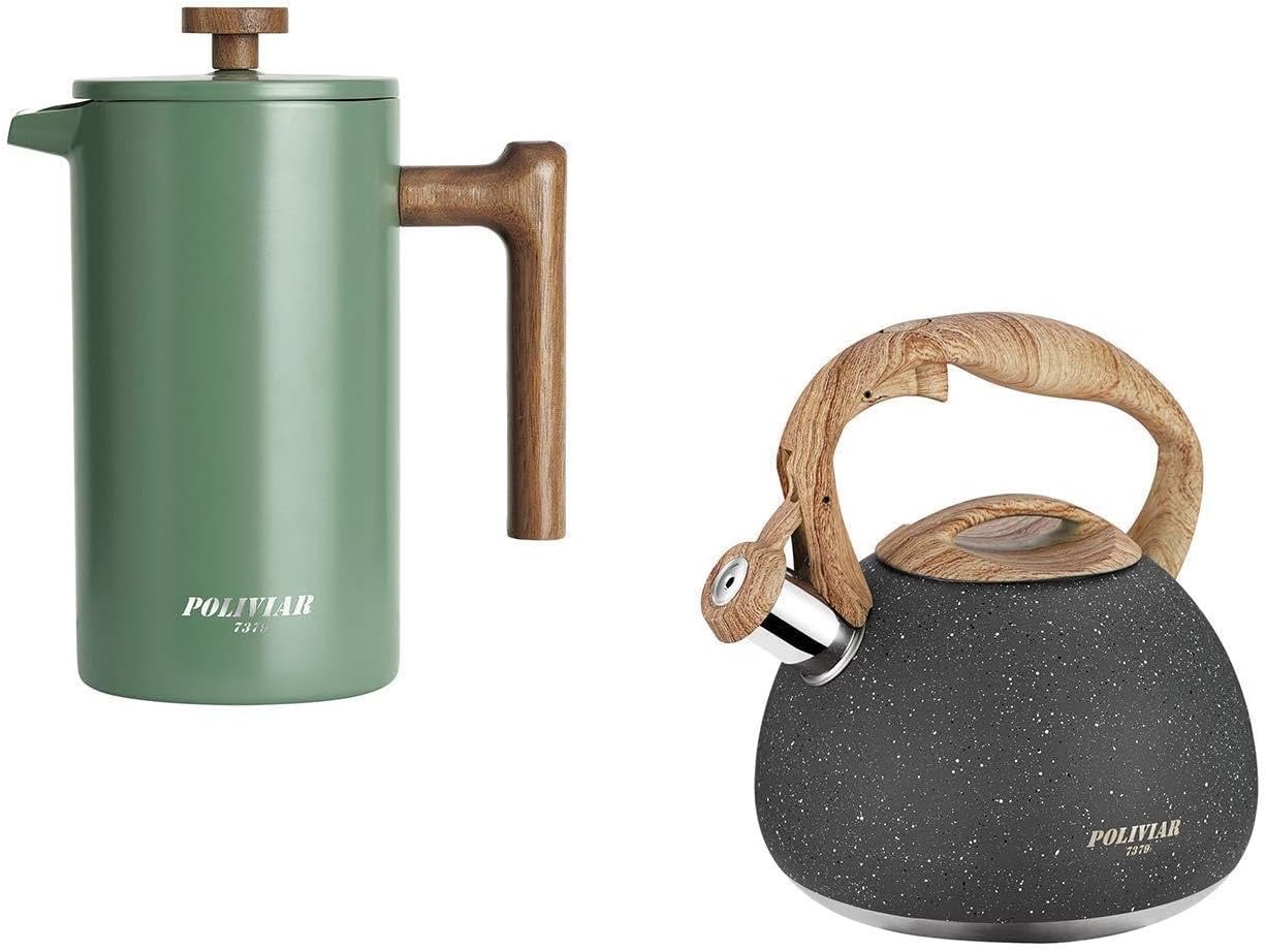 French Press Coffee Maker - POLIVIAR 34 oz French Press Koffiezetapparaat