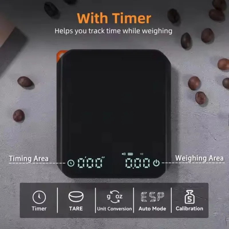 Kitchen Timer Digital - KitchenMini Koffieweegschaal met timer 2kg/0,1g Nauwkeurige