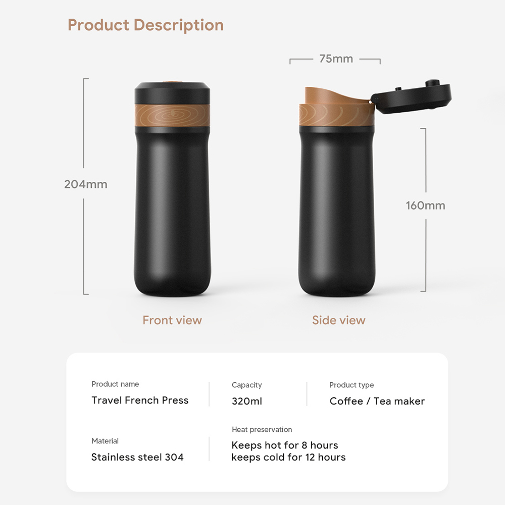 ICafilas 320 ml draagbare Fran - French Press Coffee Maker recensie en prijs